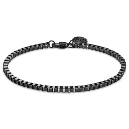 Essentials | Pulsera de cadena de caja en negro metalizado de 3 mm para hombres - Pulseras de acero