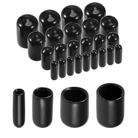 40 st runda gummikåpor 1/8" 1/4" 3/8" 1/2" svart vinylöverdragsskruvgängsskyddssortiment (3mm 6mm 9mm 12mm) Zz