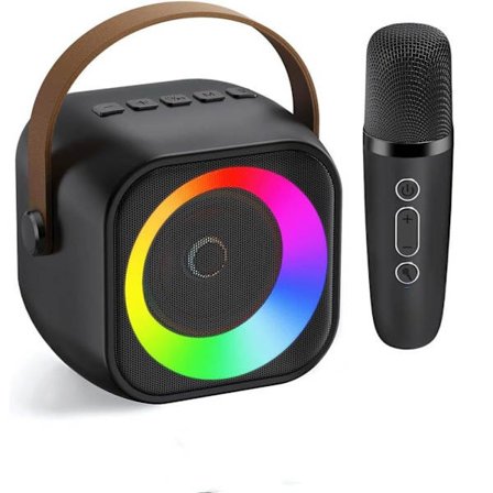 Karaokemaskin, Portabel Bluetooth-högtalare med LED-ljus, Trådlös Mini Karaokemaskin Leksaksgåva till Barn och Vuxna_TF_TF