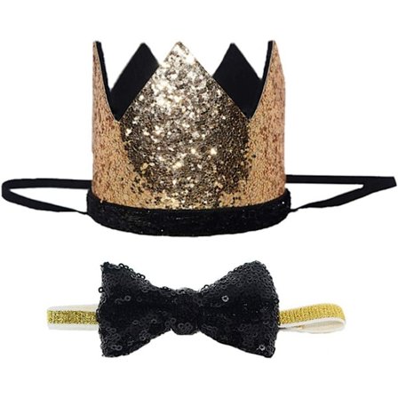 Sød kæledyrs fødselsdagskrone hat og butterflysæt til hunde og katte fødselsdagsfestartikler til store, mellemstore og små hunde