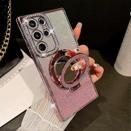 Til Samsung Galaxy S25 Ultra Cover Elektropletteret Spejl Støtteben Bagside Telefon Cover med Linsefilm, Gli