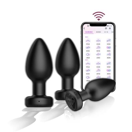 Eggformet Silikon Fjernkontroll Analplugg Elektrisk Lett Anal-Trener for Soverom Black App Style