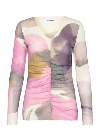 Mesh Top In Liqued Flower Print Pink Coster Copenhagen