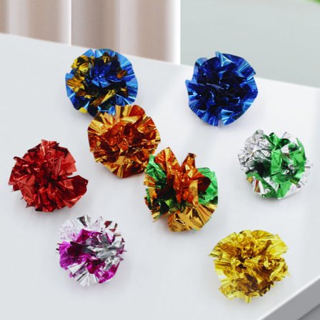 Kattekrinkleballer, 2,36 tommer fargerike katteballer tygge og jage katt Mylar