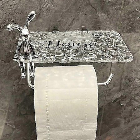 Lyxig Guld Toalettpappershållare med Hylla Ingen Stansning Akryl Rullpappershållare Tissue Hängare Badrumstillbehör Badrum-Perfekt