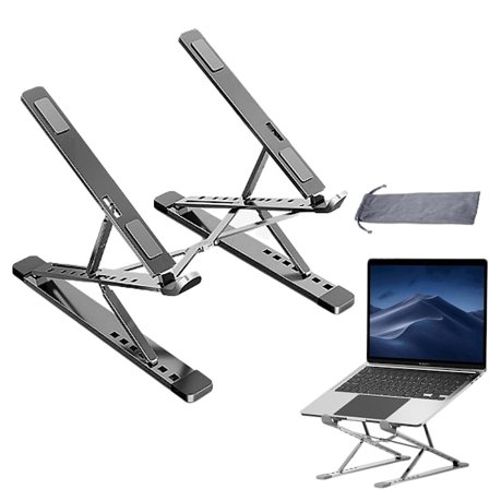 Bærbar Laptop Stativ til Skrivebord, Letvægts Aluminium Dobbeltlags Foldbar Højde & Vinkel Justerbar Ergonomisk