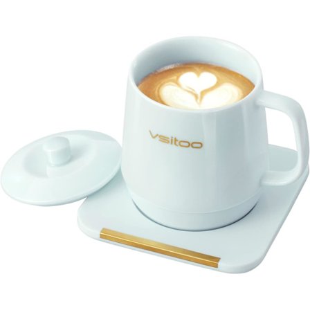 Kaffe Kopp Varmer og Krus Sett, App Temperaturkontroll Smart Krus for Bordplate, Oppvarmet Keramisk Kaffe Krus med Automatisk Avslutning, IPX7 