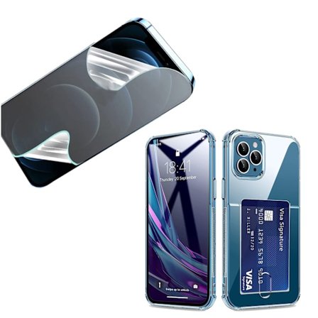 Skal med Korthållare & Hydrogel Skärmskydd iPhone 14 Pro