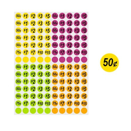 Prisklistermærker Neonfarver klistermærker med pris