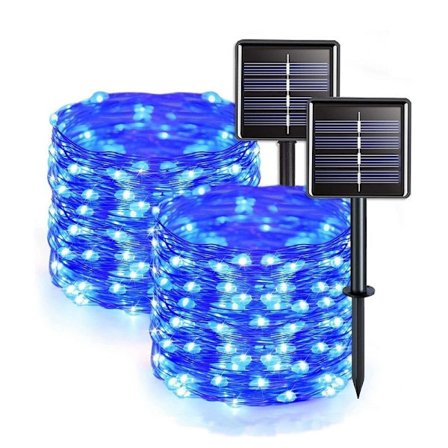 [Utendørs solcellelys, 200 LED 12M / 40Ft Fairy Lights]