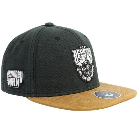 Bearded Man - Svart snapback Keps - No Shave Codex Suede Washed Black Snapback @ Hatstore