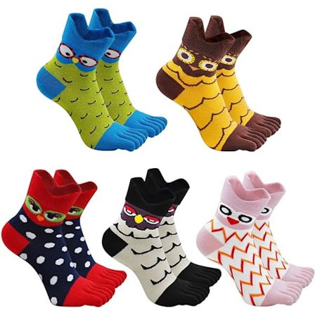 Tåsokker til kvinder Fem fingre sokker Bomuld ankelsokker med tæer Nyhed Sportsokker 5 par