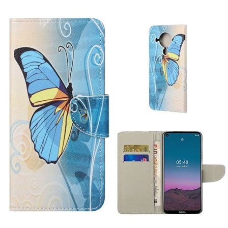 Wonderland Nokia 5.4 flip kuoret - Sininen Perhonen