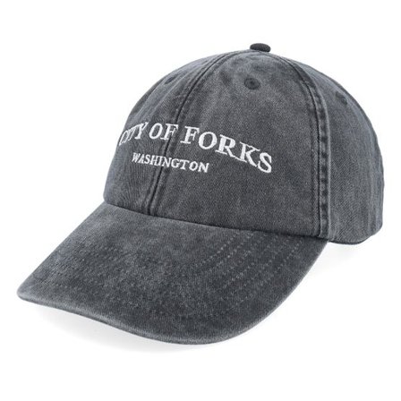 Iconic - Svart unconstructed Keps - City Of Forks Washington Washed Black Dad Cap @ Hatstore