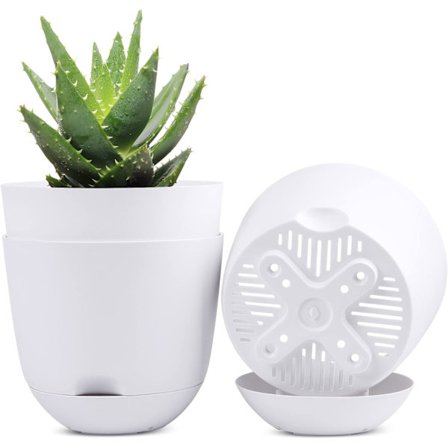 Itsekastelevat kukkaruukut sisä- ja ulkokäyttöön Valkoinen 13 cm (3 kpl) White S—yux