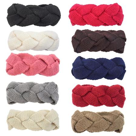 10 stk. Blandede Farver Kvinders Strikket Flettet Pandebånd Twist Garn Hårbånd Hæklet Hoved Wraps Hår Tilbehør (FMY)