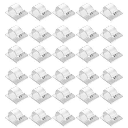 Kroge til udendørs lyskæder, clips, 30-pak, gennemsigtige lyskroge med 30 vandtætte selvklæbende bagsider, transparent