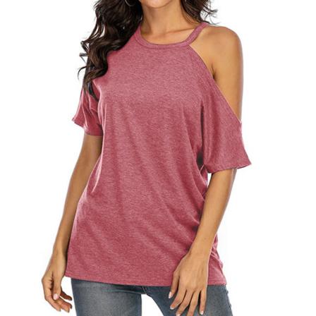 Dam T-shirt Sommar Off Shoulder Kortärmad Blus Lös Topp,