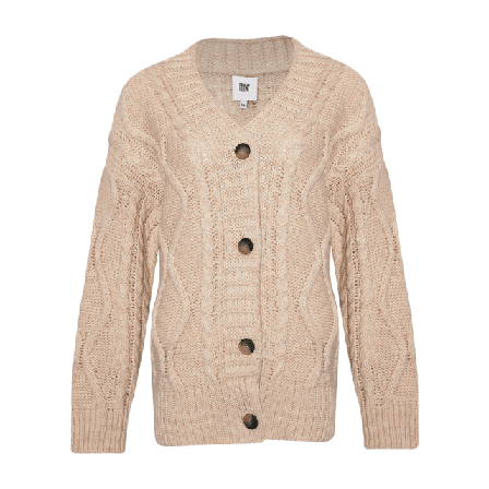 Tiffany Carla, Long Cardigan Knit - Off White Tröjor Dam Vit S/M