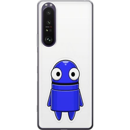 Kompatibel Mobilcover til Sony Sony Xperia 1 III Blå tegnet karakter med store øjne og et venligt udtryk i minimalistisk design