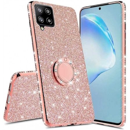 Samsung A12 5G Stötdämpande Skal med Ringhållare Strass