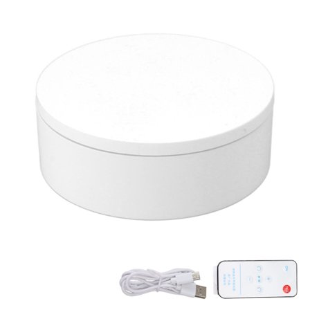 Elektrisk drejeskive 360 graders roterende produktfotografering display genopladelig fjernbetjening 3 kg bærende hvid 13 cm diameter