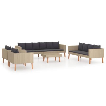 Vidaxl Loungeset För Trädgården Med Dynor 5 Delar Konstrotting B Beige