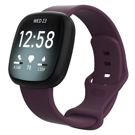Fitbit Versa 4/Sense 2 -tumman silikoniranneke, tumma violetti (L)