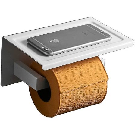 Vægmonteret toiletpapirholder, hvid, papirrullholder med telefonholder
