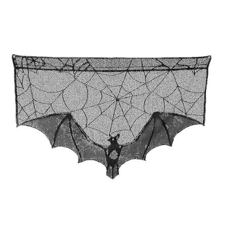 3d Bat Halloween Decorations Thanksgiving Decorations Lace Curtain Table Cloth1pcs-black