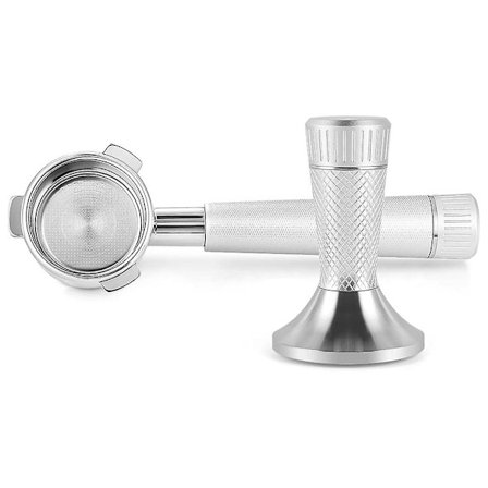 54mm bunnløs portafilter 53mm espressotamper for 8-serie espressomaskiner med kurvfilter sølv