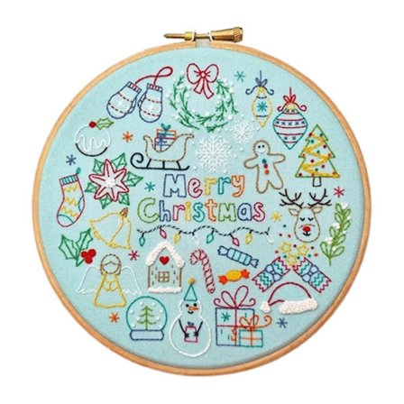 24 Dages Julebroderi Sæt til Begyndere, DIY Sæt, Inkluderer Broderiramme Broderi