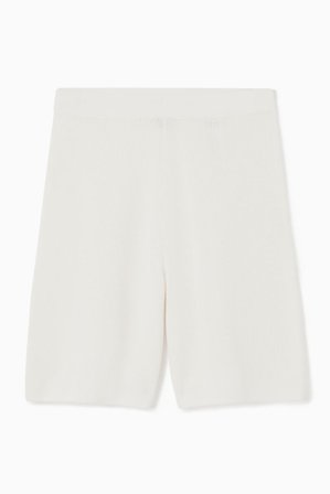 COS Women's Ribbed-Knit Bermuda Shorts in White