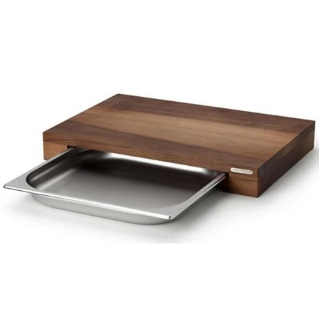 Skärbräda - CONTINENTA - Valnöt - 48 x 32,5 x 6 cm - Avtagbar låda - Antibakteriella egenskaper
