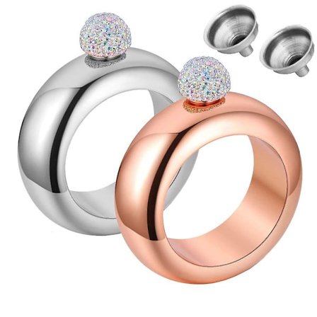 Rannekoru taskumatti rannekoru ruostumaton teräs 304 teräs ja taskumattisuppilosetti 3,5 oz. 2 kpl (ruusunpunainen ja hopeinen strassikansi)