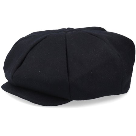 Jaxon & James - Schwarz Flatcap Cap - Big Apple Hat Black Flat Cap @ Hatstore