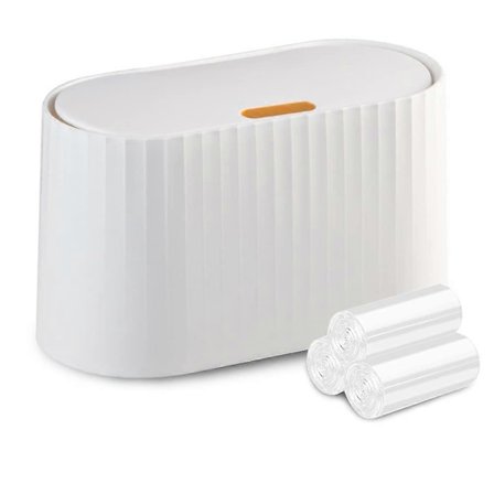 Bordsbehållare med lock, Mini skrivbordsbehållare, Mini soptunna med 90 soppåsar, Avtagbar bordsbehållare