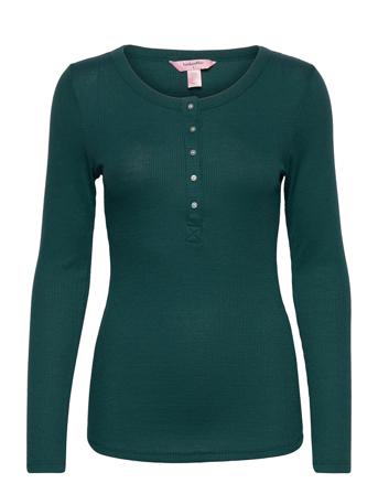 Top Ls Waffle Placket Green Hunkemöller