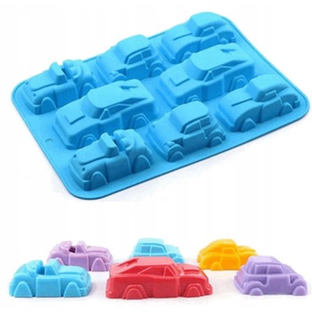 Silikonform med 8 bilar – flexibel form för bakning, gips, choklad & pyssel (non-stick, BPA-fri)