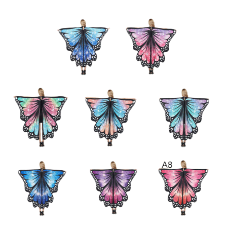 Vuxna Stjärnklara Fjärilsvingar Fest Cosplay Sjal Klä Upp Scenkostym Green-red