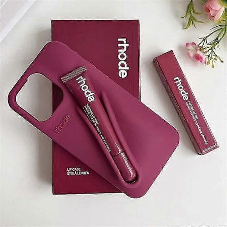 Rhode med Lip Gloss-telefondeksel for iPhone 16 15 14 13 12 17 11 Pro Max Plus Lip