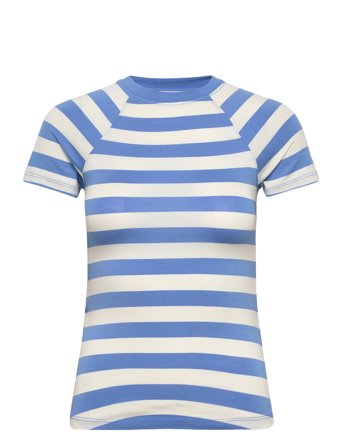 Striped Print T-Shirt Blue Mango
