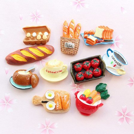 10 st Mat kylskåpsmagneter, söta 3D kylskåpsmagneter