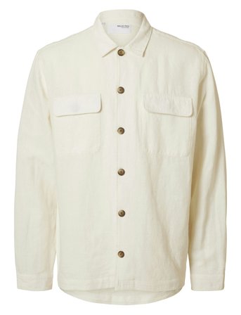 Selected Slh-Leroy Linen Blend Overshirt Ls Noos - Cream - S
