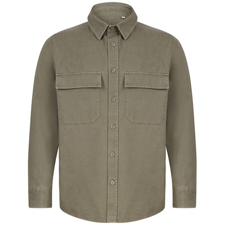 Front Row Herr Bomull Drill Overshirt S Khaki