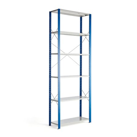 Lagerreol, grunnseksjon, H3000 B1065 D400 mm, blå/grå