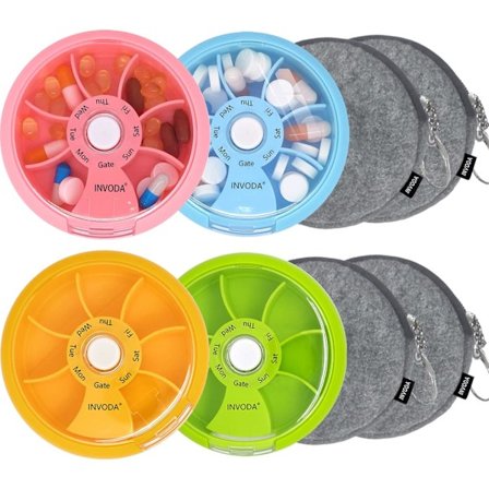 Pilleæske 4 stk. Ugentlig Pilleorganisator Sød Rund Pilleæske