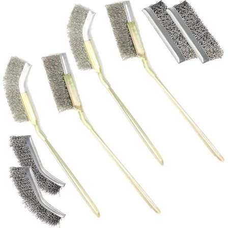 Mini Metal Brushes, 8 Pcs Stainless Steel Metal Brushes Set Curved Straight Handle Cleaning Accessories For Cleaning Welding Rust