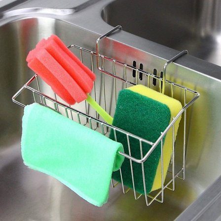 Sink Box Sponge Rack, Kitchen Sink Storage Rack, Stainless Steel Sponge Kitchen Sink Soap Rack