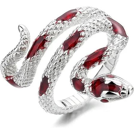Punk Gotiske Slange Ringe til Kvinder Vintage Åben Justerbar Sølvfarve Emaljesmykker Sød Fingerring Gave